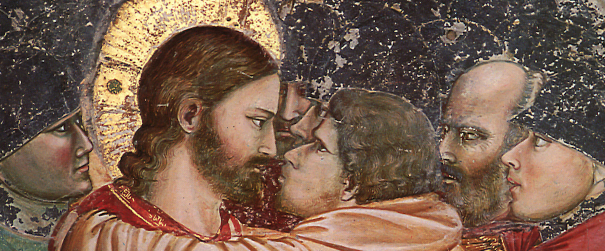 Detail aus 'Der Kuss des Judas', Fresko von Giotto, in der Capella degli Scrovegni oder Kapelle Madonna dell' Arena in Padua. Dieses Bild ist Teil des Features 'Kuss'.